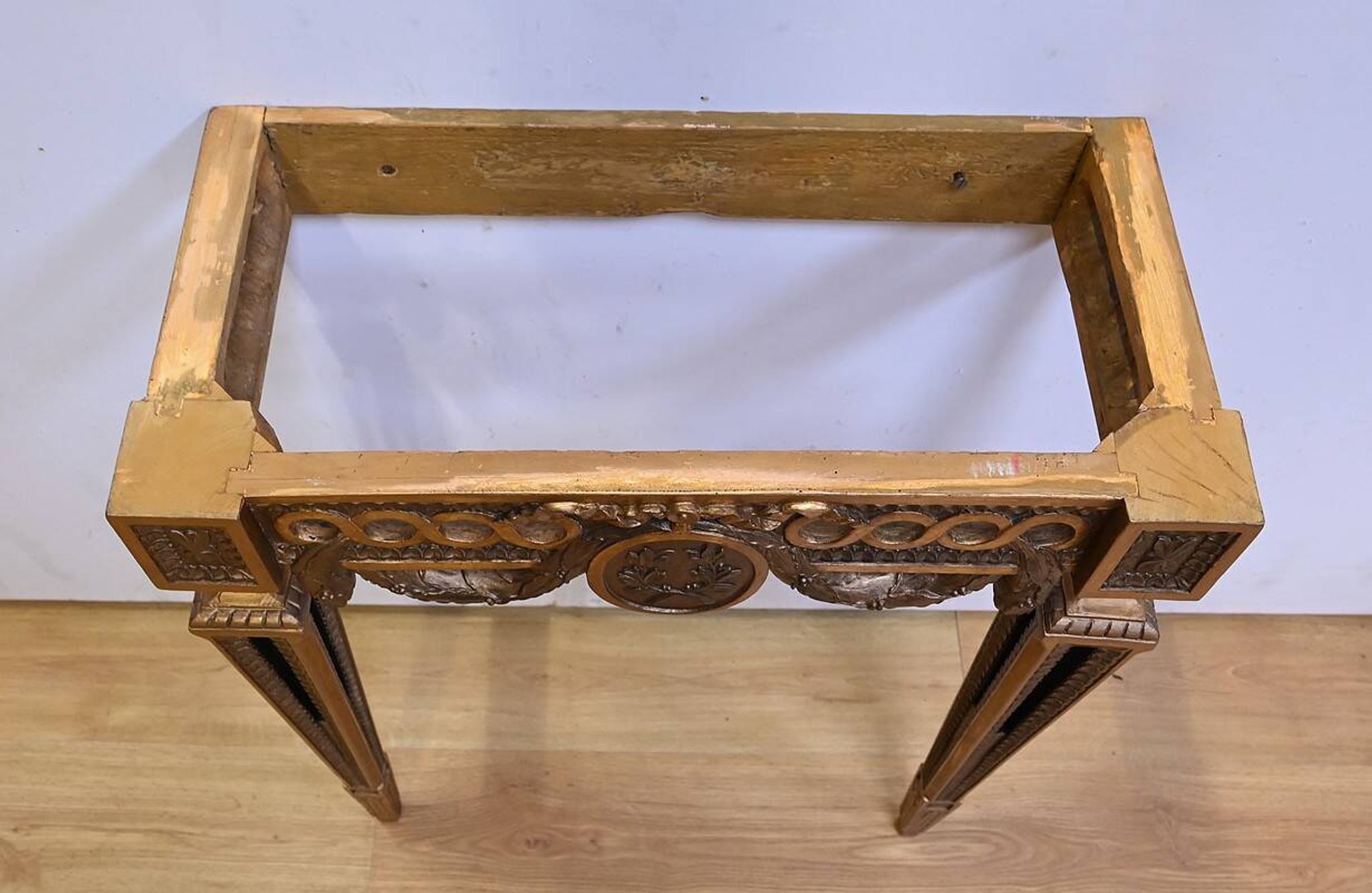 Small Carved Wood Wall Console, Louis XVI style, Napoleon III period – Mid-19th century