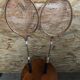 Pair old racket badminton odc wood sport vintage