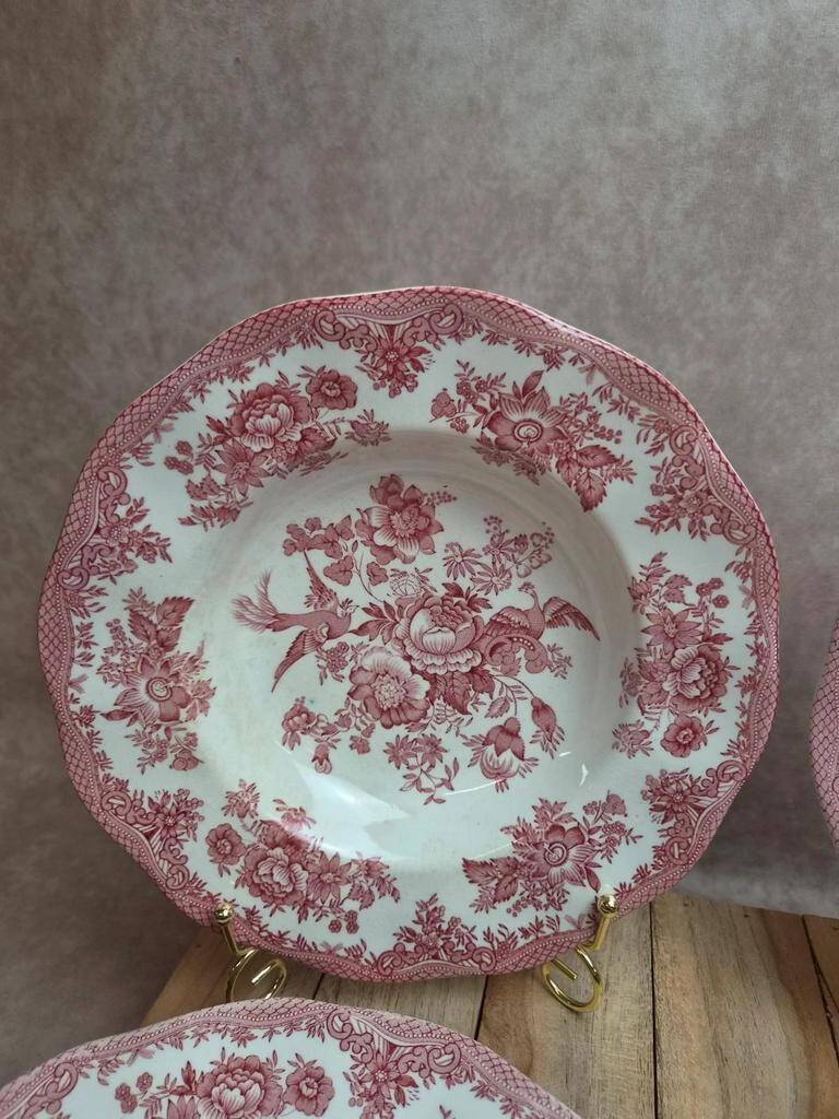 Set of 4 Enoch Wedgwood deep plates – Asiatic Pheasants – Vintage English earthenware
