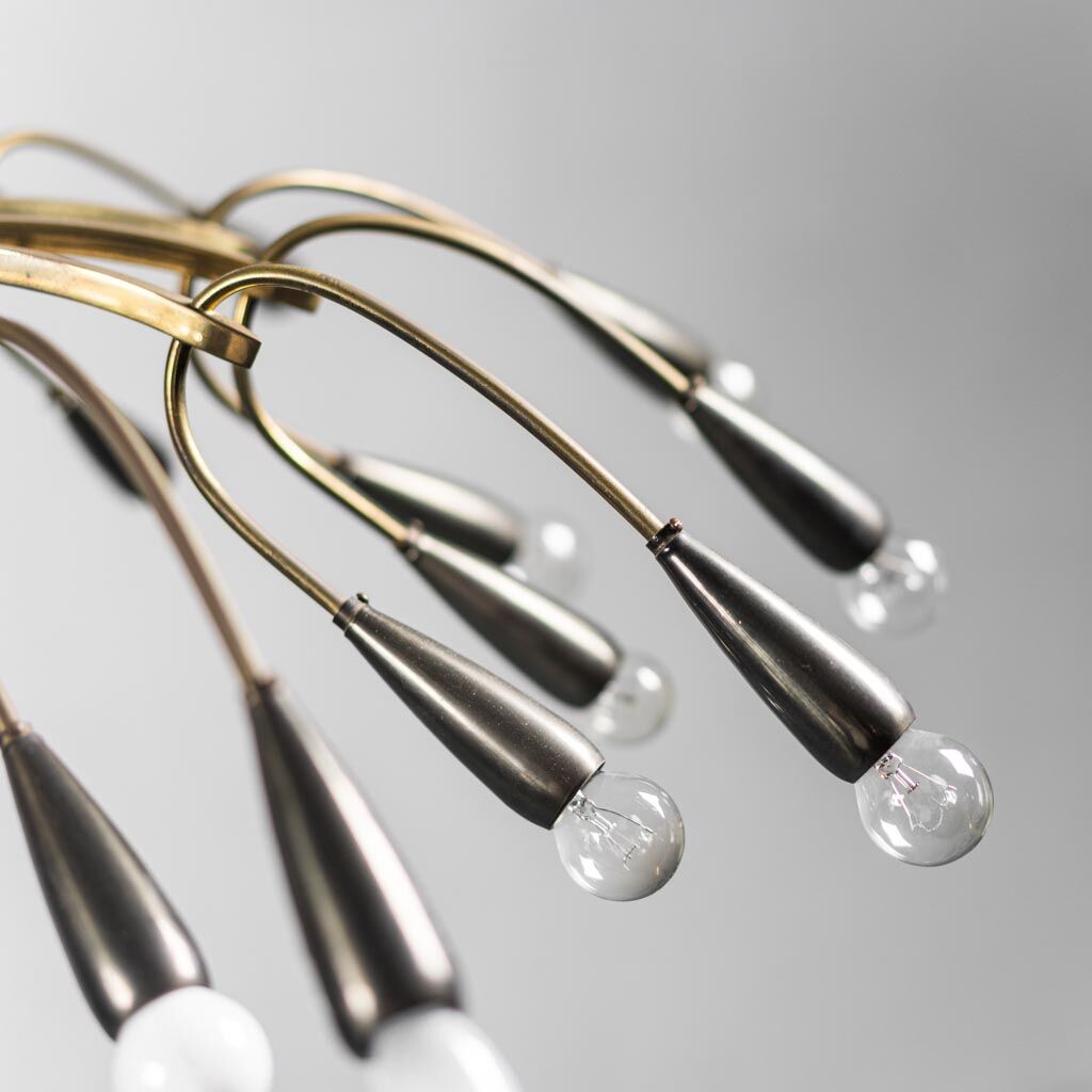 Vintage 1950s modern antique 24-light brass chandelier