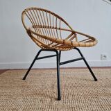 Vintage rattan shell armchair from the 60s