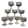 9 coupes à champagne 🥂 verre fumé gris de Luminarc 70's