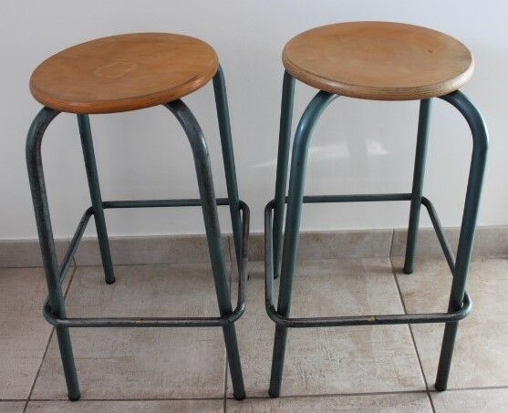 Pair of high industrial stools