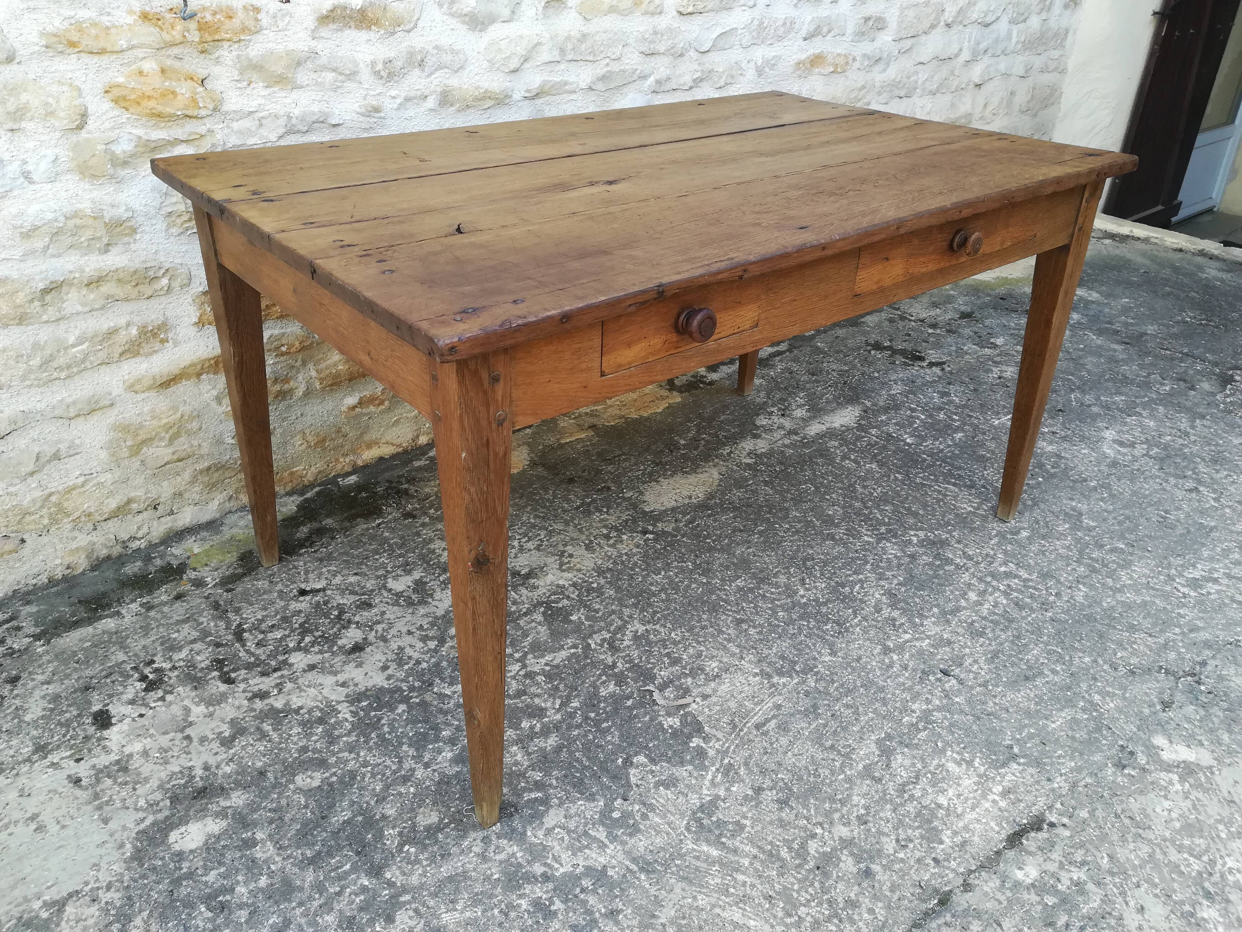 Oak farmhouse table two drawers