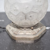 Charles Ranc art deco lamp, bedside lamp, nickel-plated bronze and glass globe