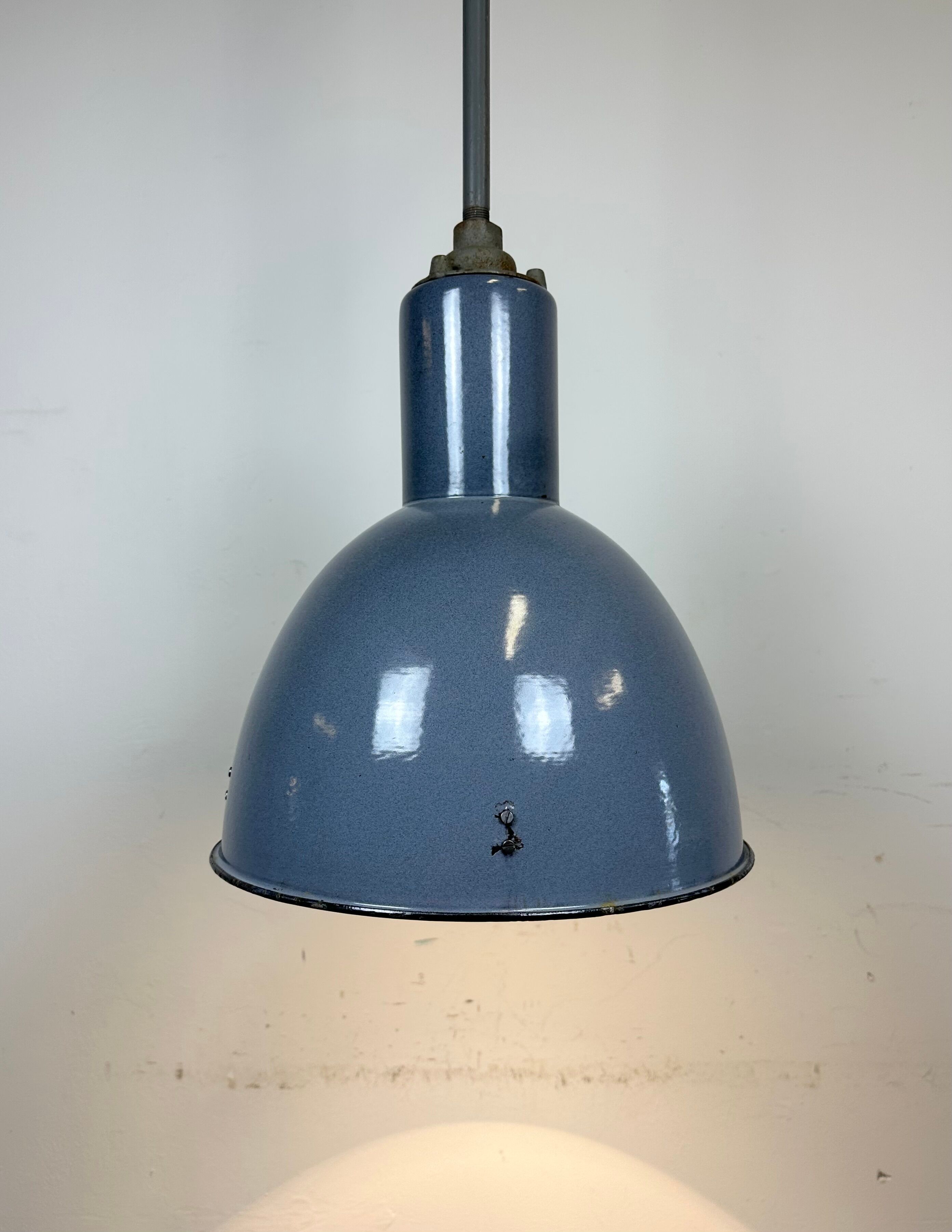 Industrial grey enamel ceiling lamp from Elektrosvit, 1950s
