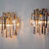 Pair of Venini wall sconces, 2 levels, Murano glass, Italy, 1970.