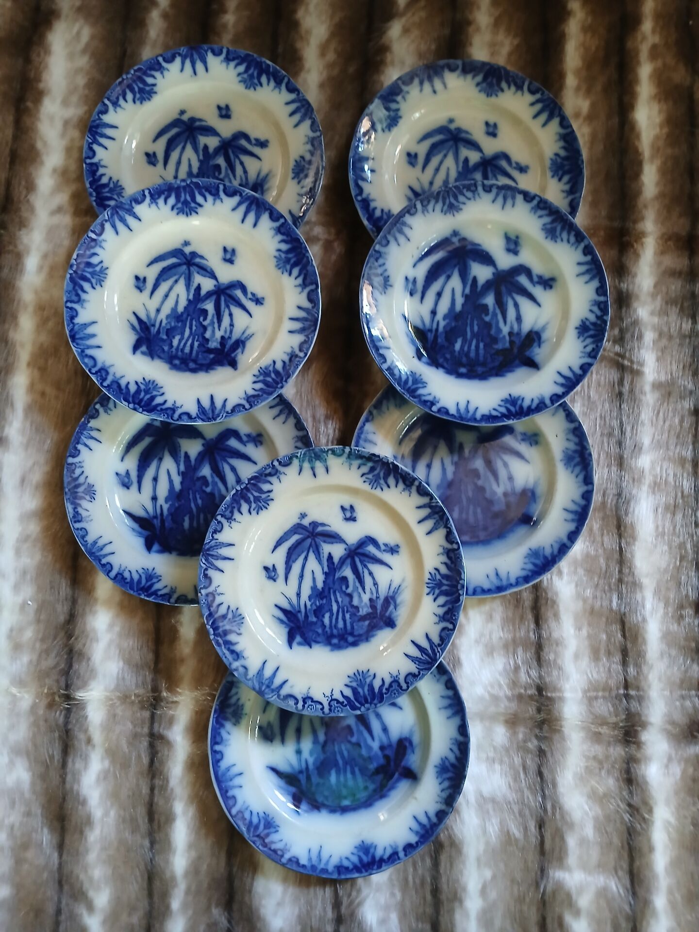 8 very old flat plates made of ironstone