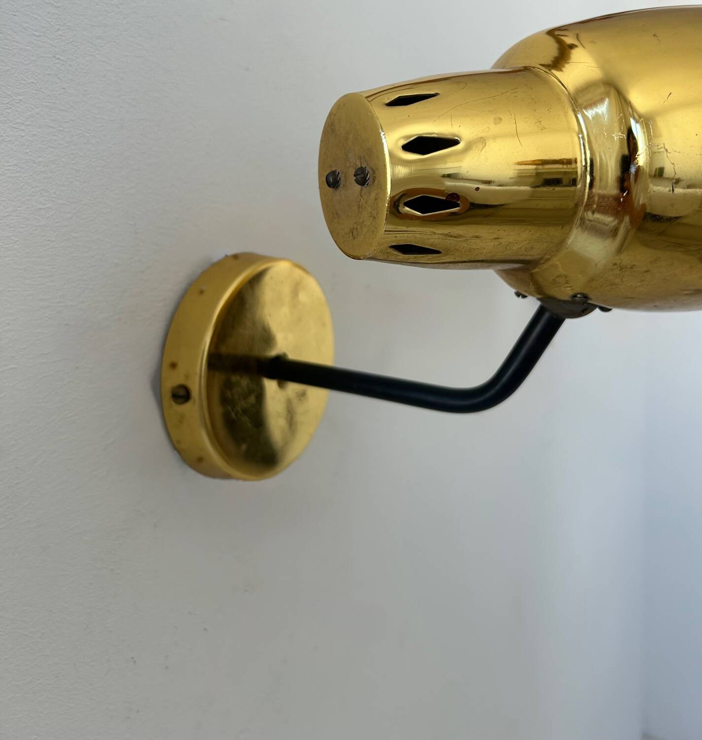 Pair of vintage adjustable wall lights, brass, France 1960