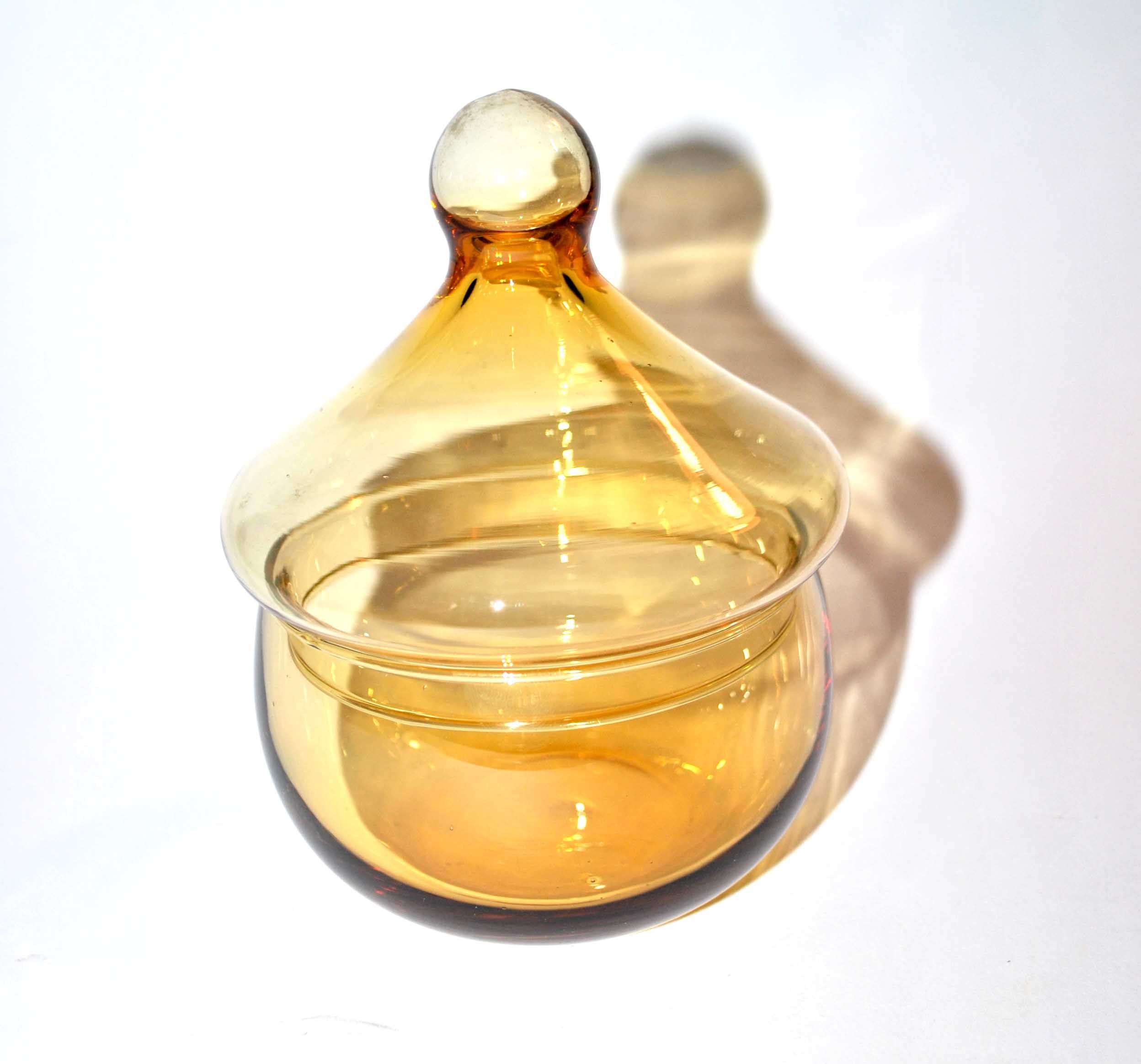 Candy box in orange smoked glass 1960-1970