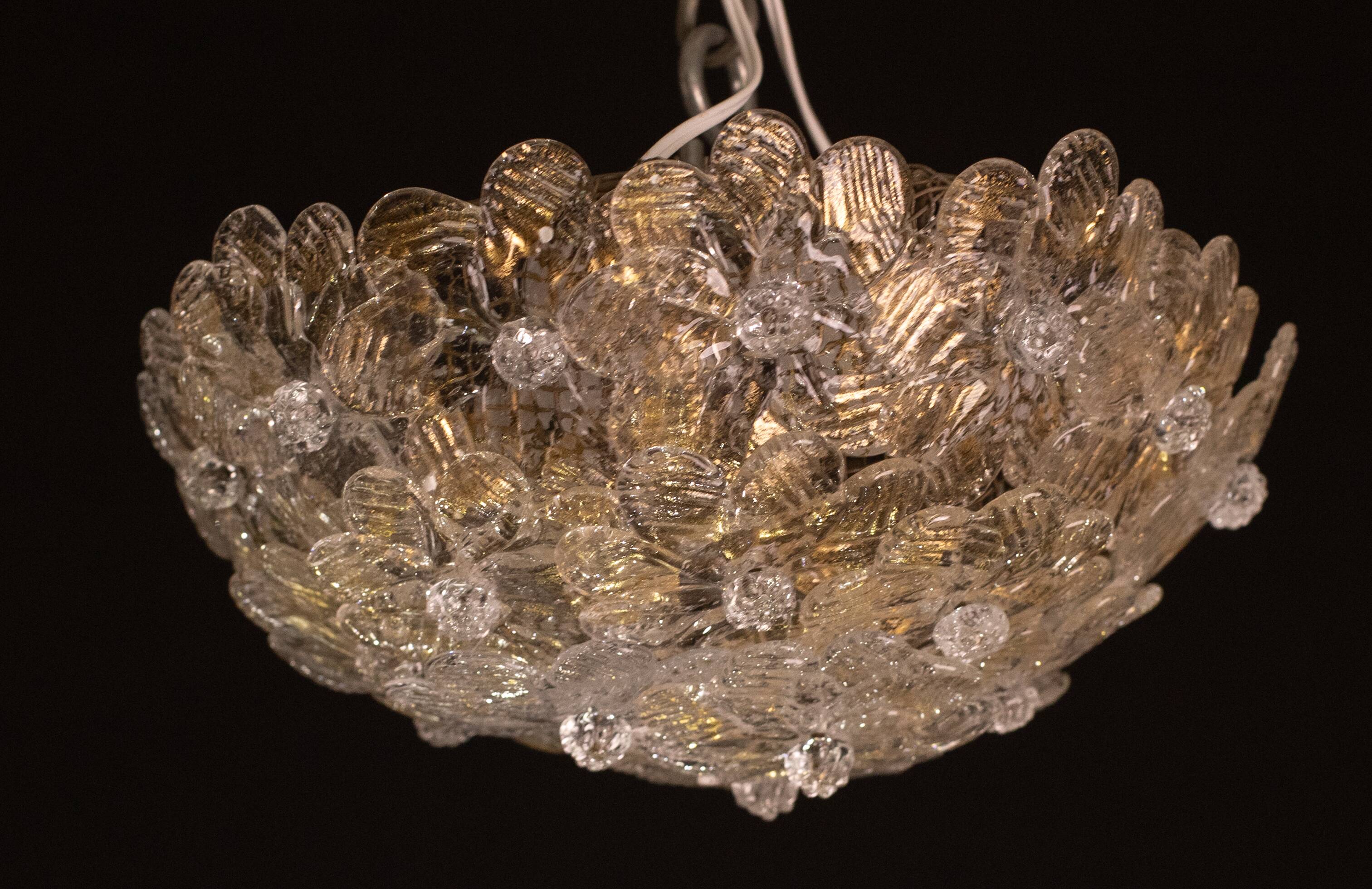 Murano Ceiling Light Flower by Seguso for Venini, Italy, 1960s
