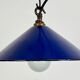 Suspension industrielle en émail bleu cobalt, années 1950