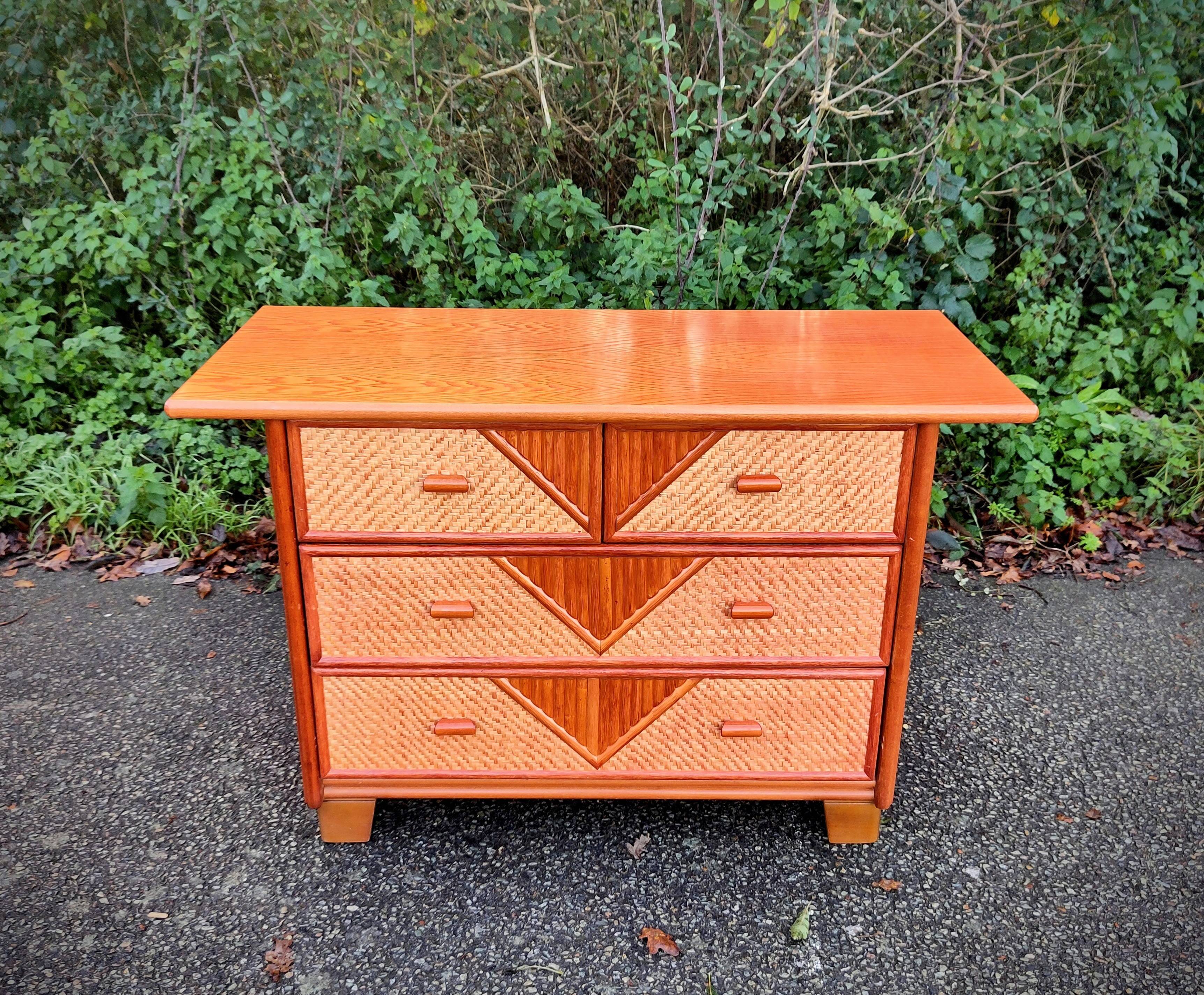 1960s rattan chest of drawers