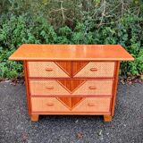 1960s rattan chest of drawers