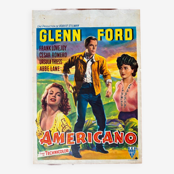 Affiche cinéma originale "Americano" Glenn Ford, Western 37x52cm 1955