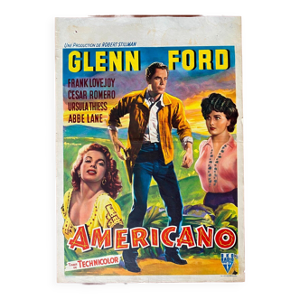 Affiche cinéma originale "Americano" Glenn Ford, Western 37x52cm 1955