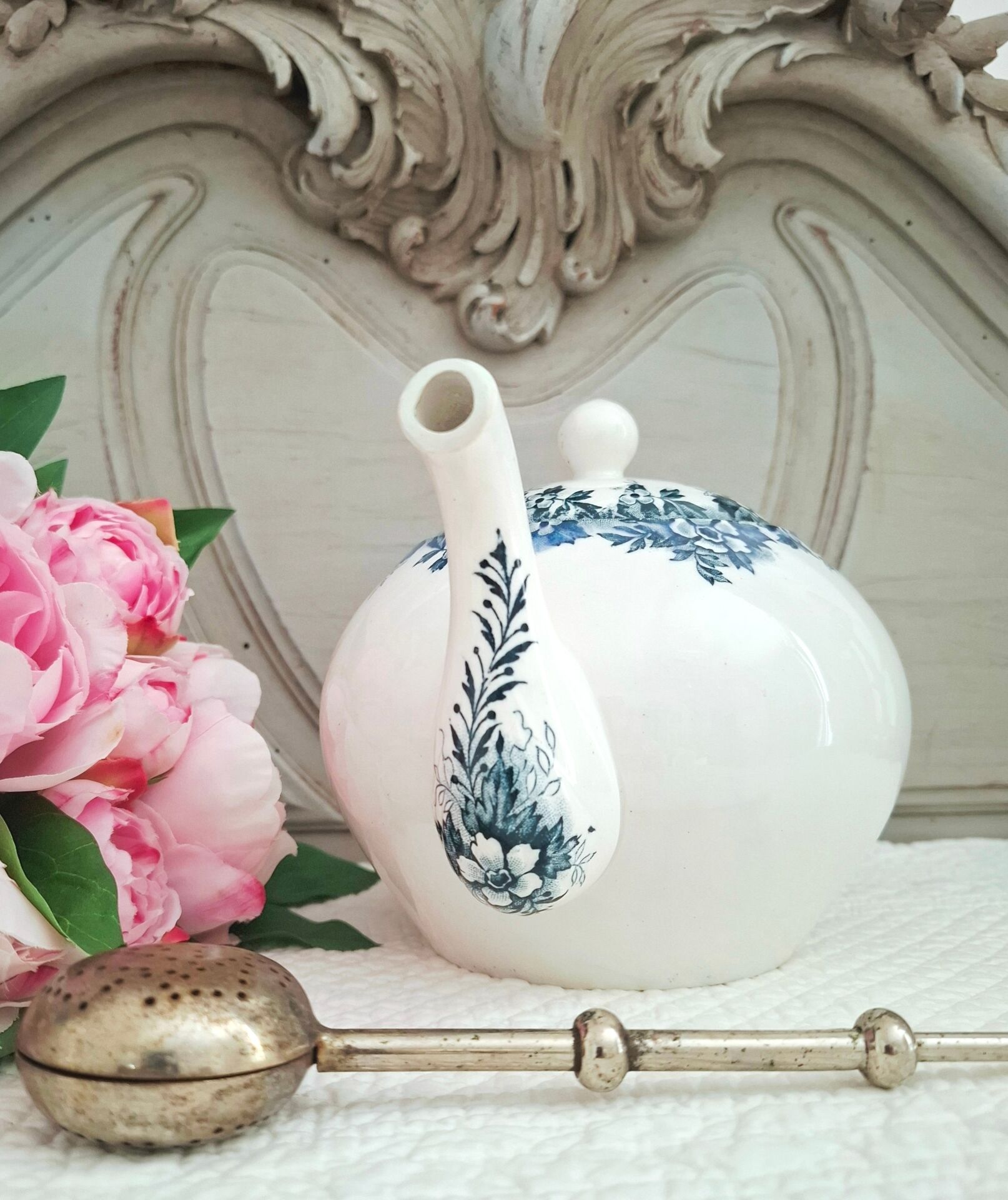 Antique teapot in ironstone pottery