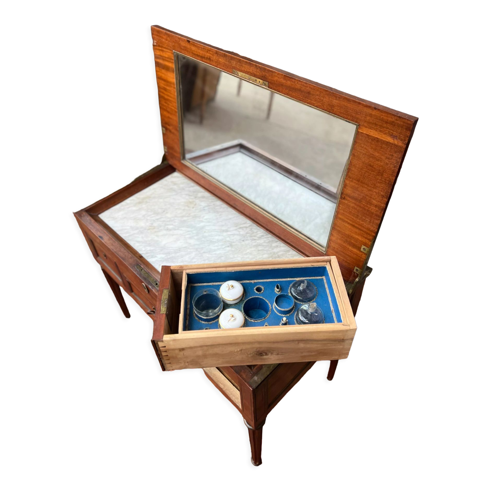 Coiffeuse d’homme en acajou estampillée d’époque  Louis XVI XVIII eme siècle
