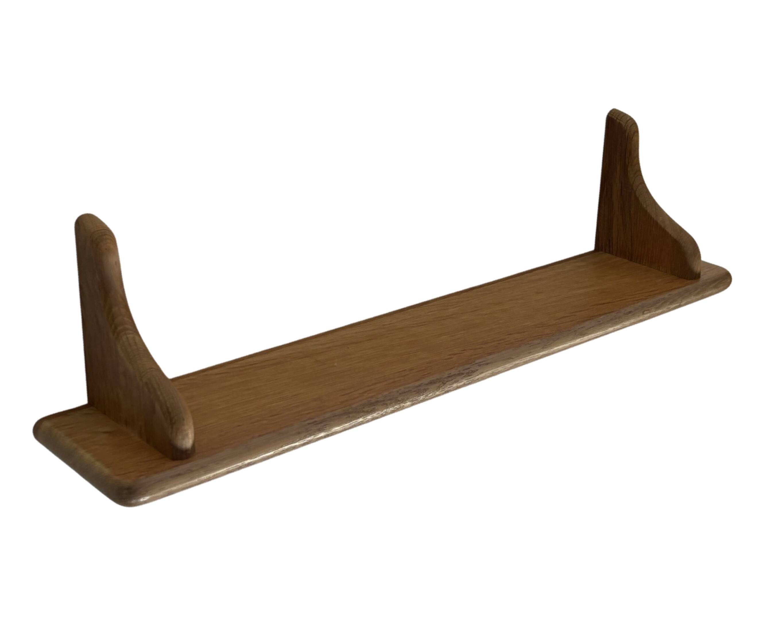 Vintage oak wall shelf book shelf 1970s wood minimalist design