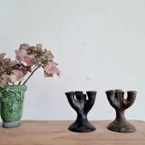 Antique terracotta candlesticks