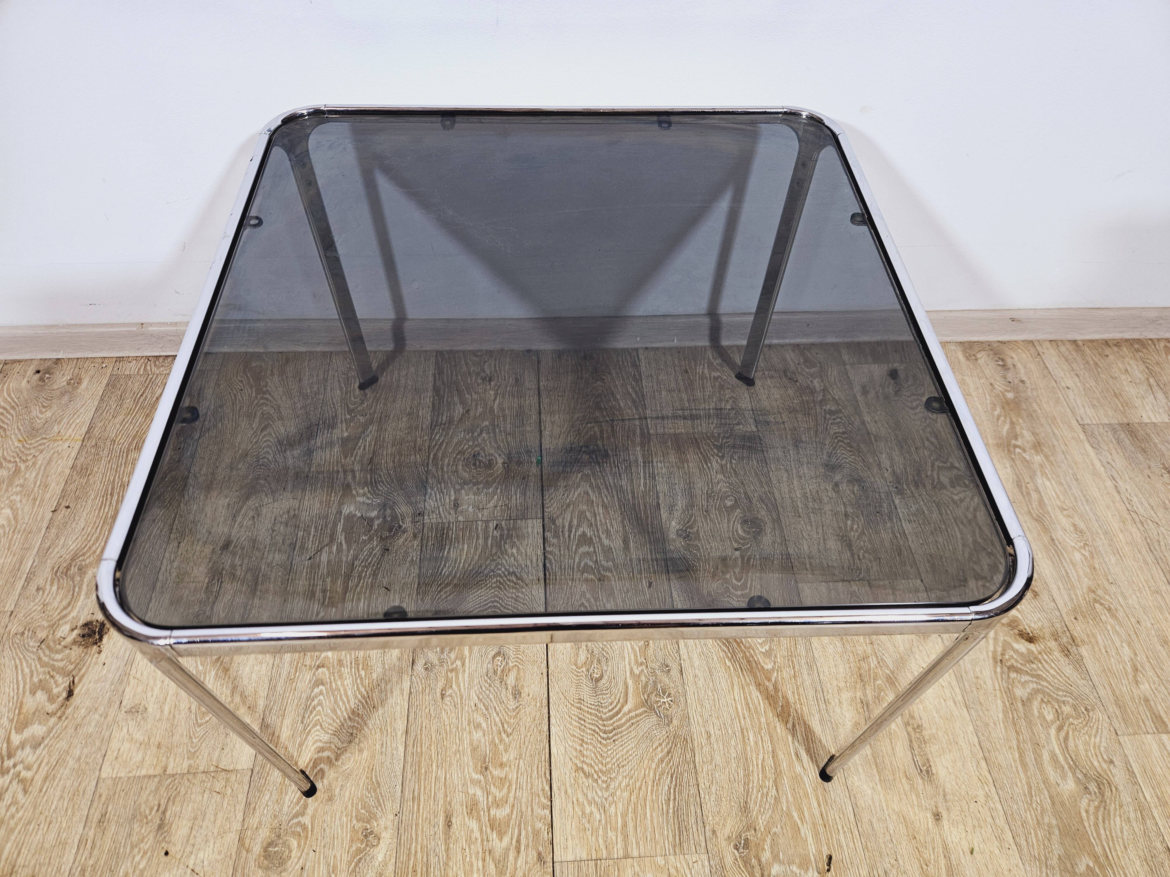 Mid-Century Modern Coffee Table – Chrome and Smoked Glass, Italy, 1970s.