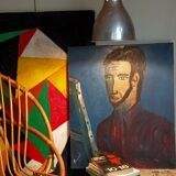 Suspension lampshade bell in vintage aluminum