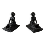 Serre-livres Art nouveau régule Femme orient 1900