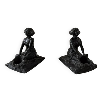 Art Nouveau bookends, Oriental woman, 1900