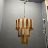 Large Multicolored Murano Glass Tube Chandelier, 1980s
