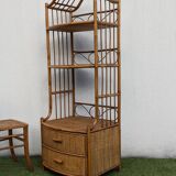 Vintage 1960s Rattan Bamboo Bookcase Shelf Buffet