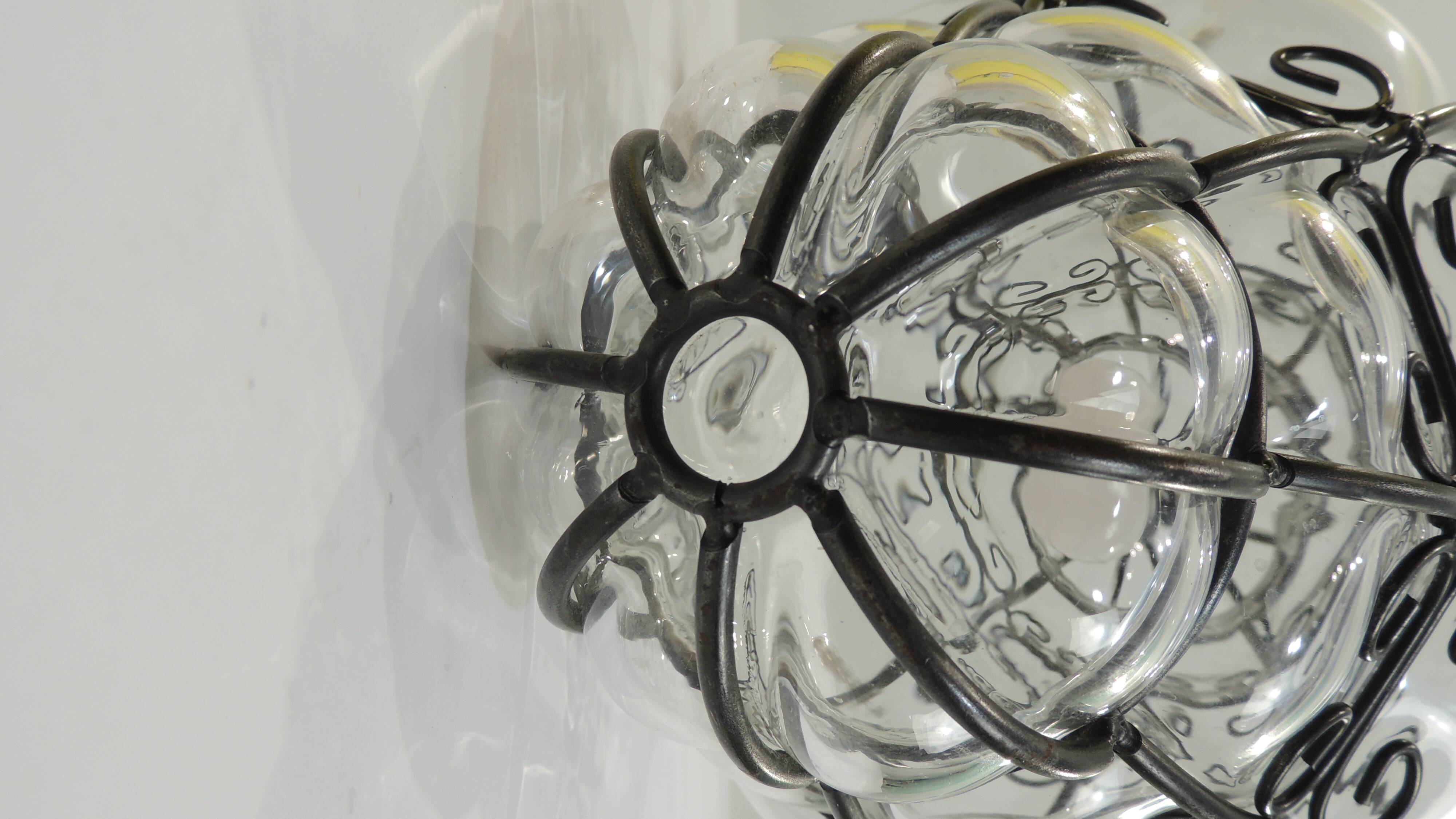 Vintage blown glass lantern suspension in Venetian style, evoking the