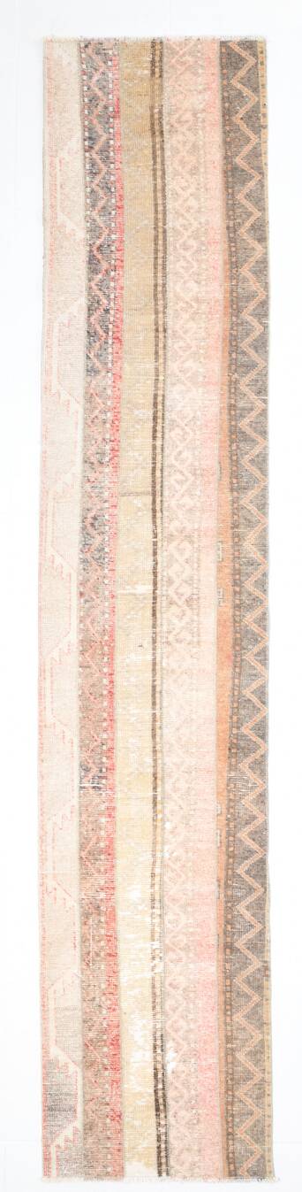 2x10 Contemporary Red & Beige Turkish Runner Rug, 59x298Cm