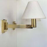 Pair of vintage adjustable wall lights, solid brass, Sweden 1970