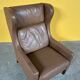Danish vintage brown leather  high back armchair 1960s