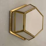 Lot de 2 appliques hexagonales en verre et laiton