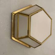 Hexagonal Brass Glass Sconces Set of 2