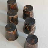 A bottle and six ceramic cups by Gérard Hofmann Vallauris 1950.