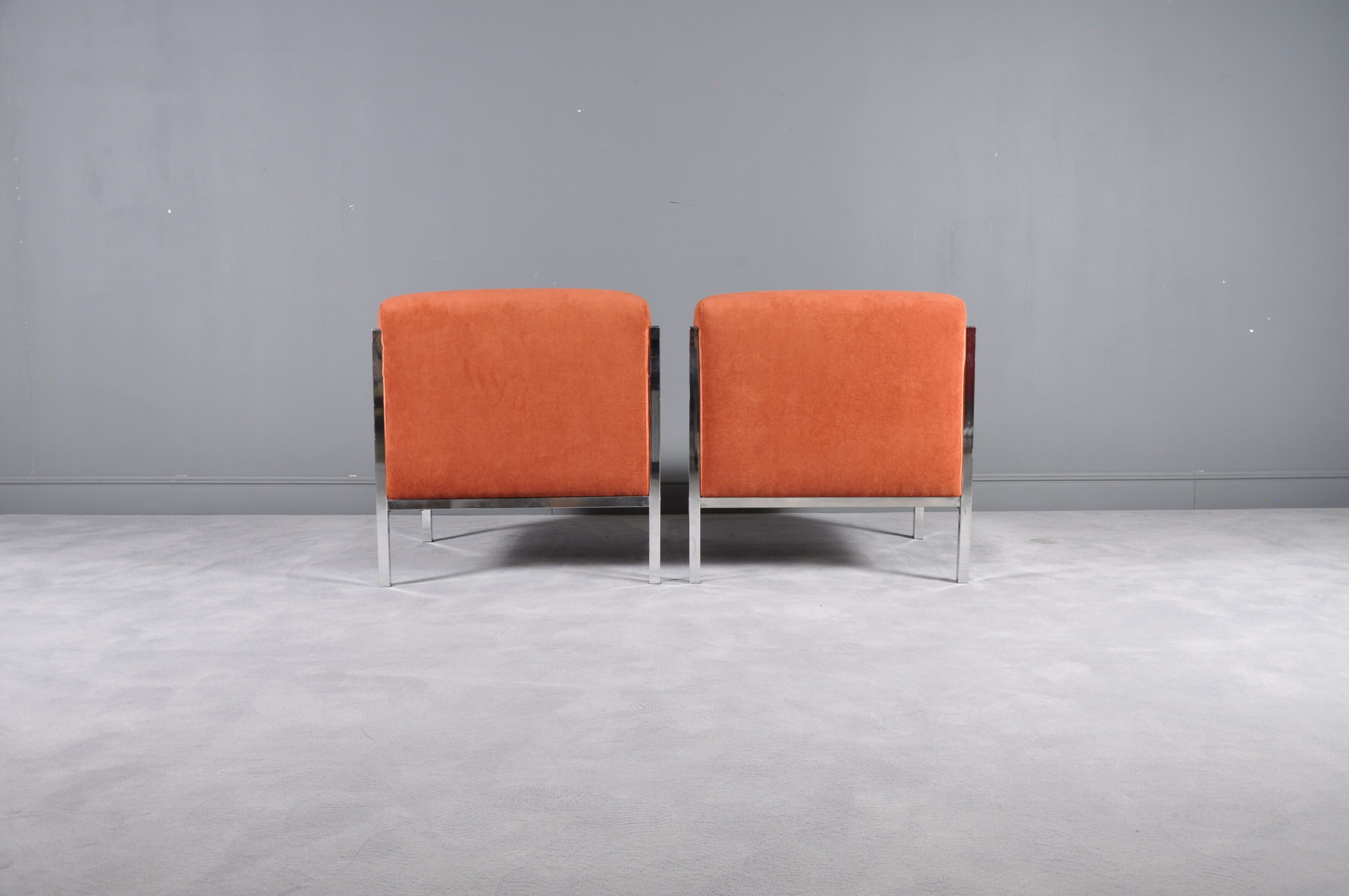 Pair of chrome base armchairs,1970