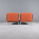 Pair of chrome base armchairs,1970