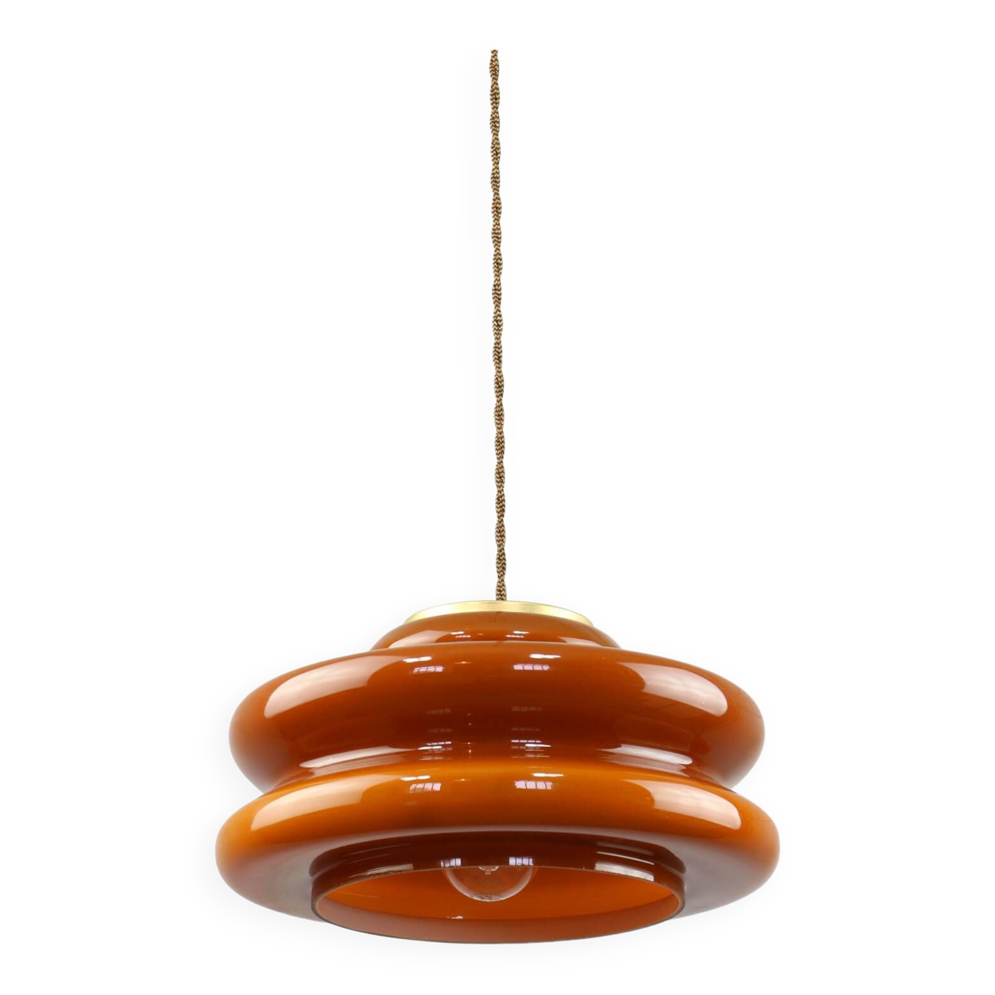 Mid-century italian brass and glass pendant lamp