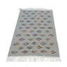 Tapis gris à motifs multicolore fait main en pure laine 180x117cm
