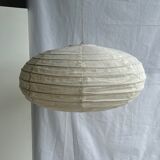 Suspension in rattan and natural japanese linen lantern shape h70 d50
