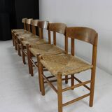 Ensemble de six chaises à repas en chêne par Borge Mogensen