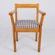 Pair of pine chairs with gingham fabric, France, 1980.