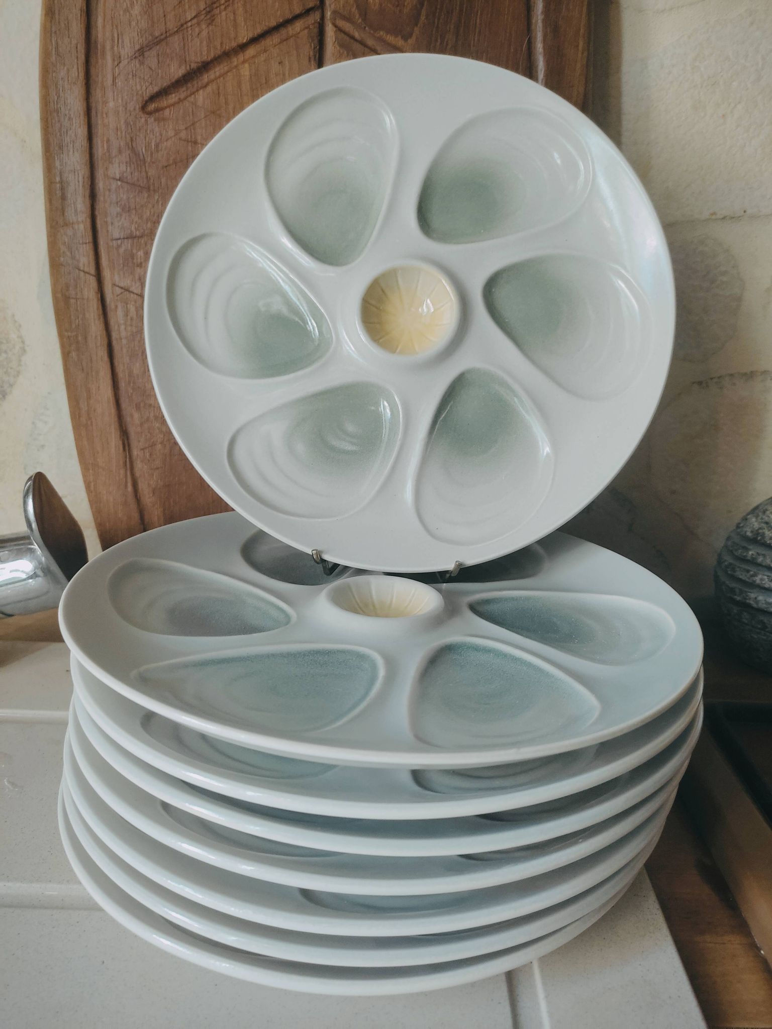 8 oyster plates in slurry by salins