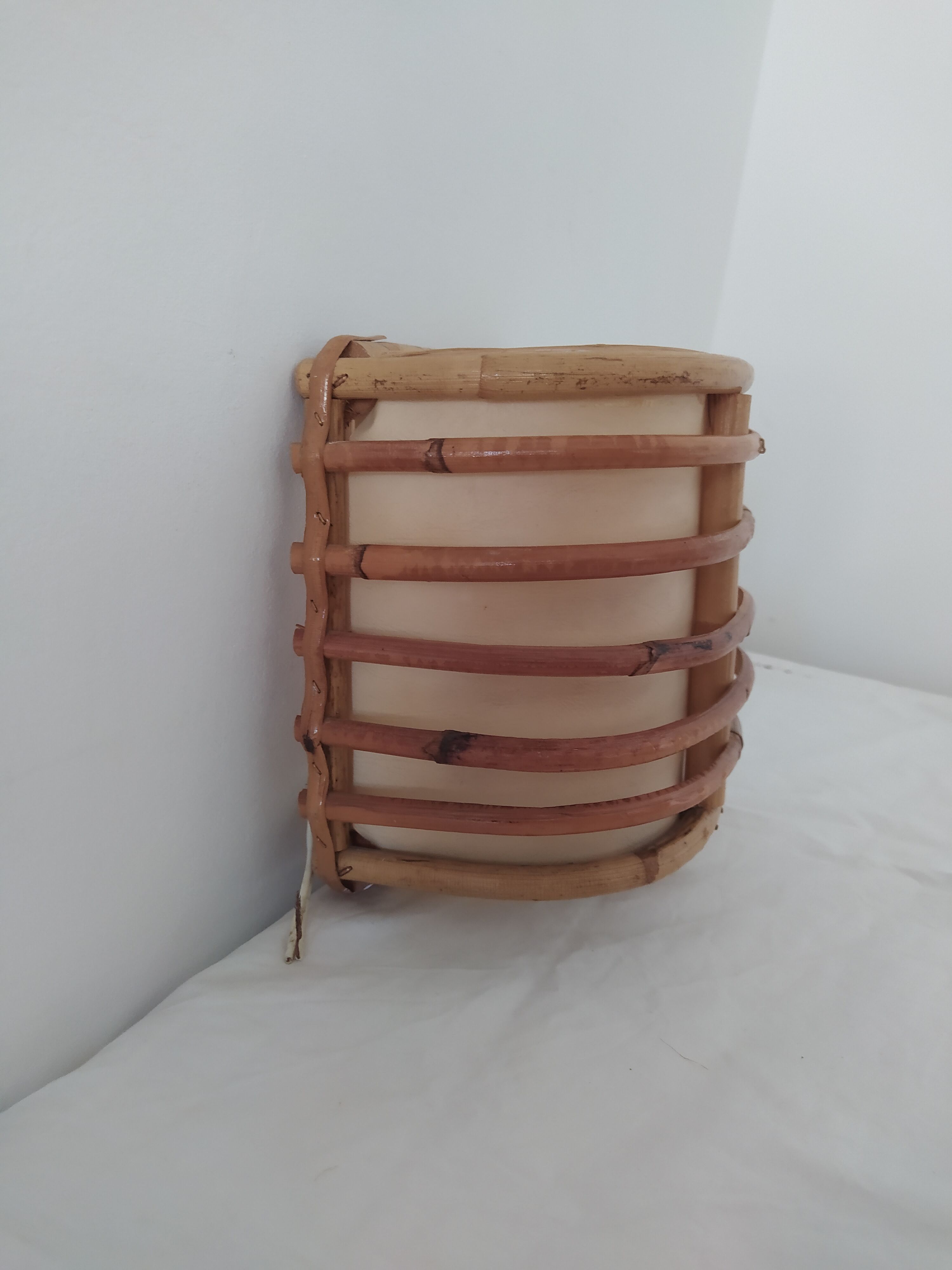 Pair of bamboo wall light