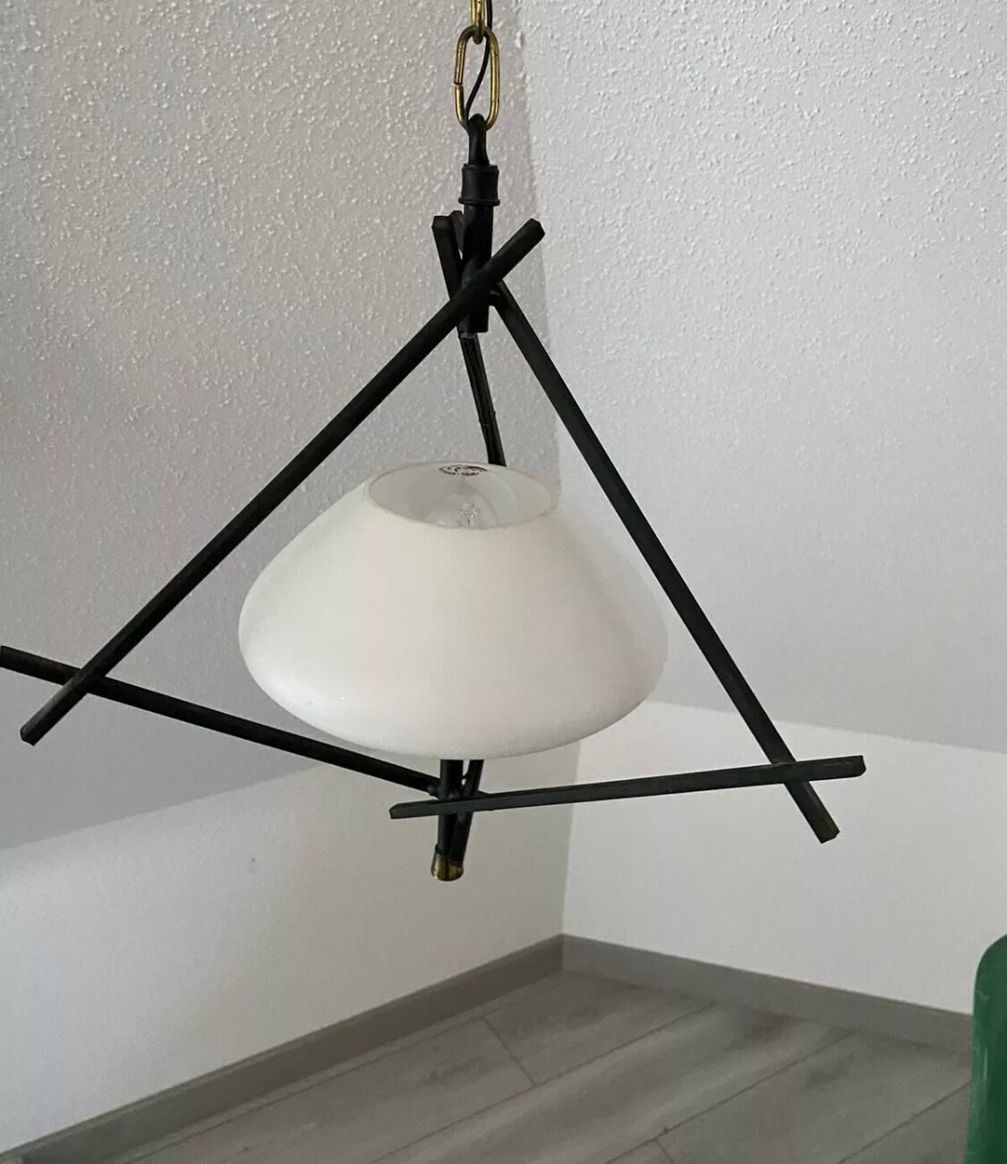 Old lamp opaline and metal house Lunel