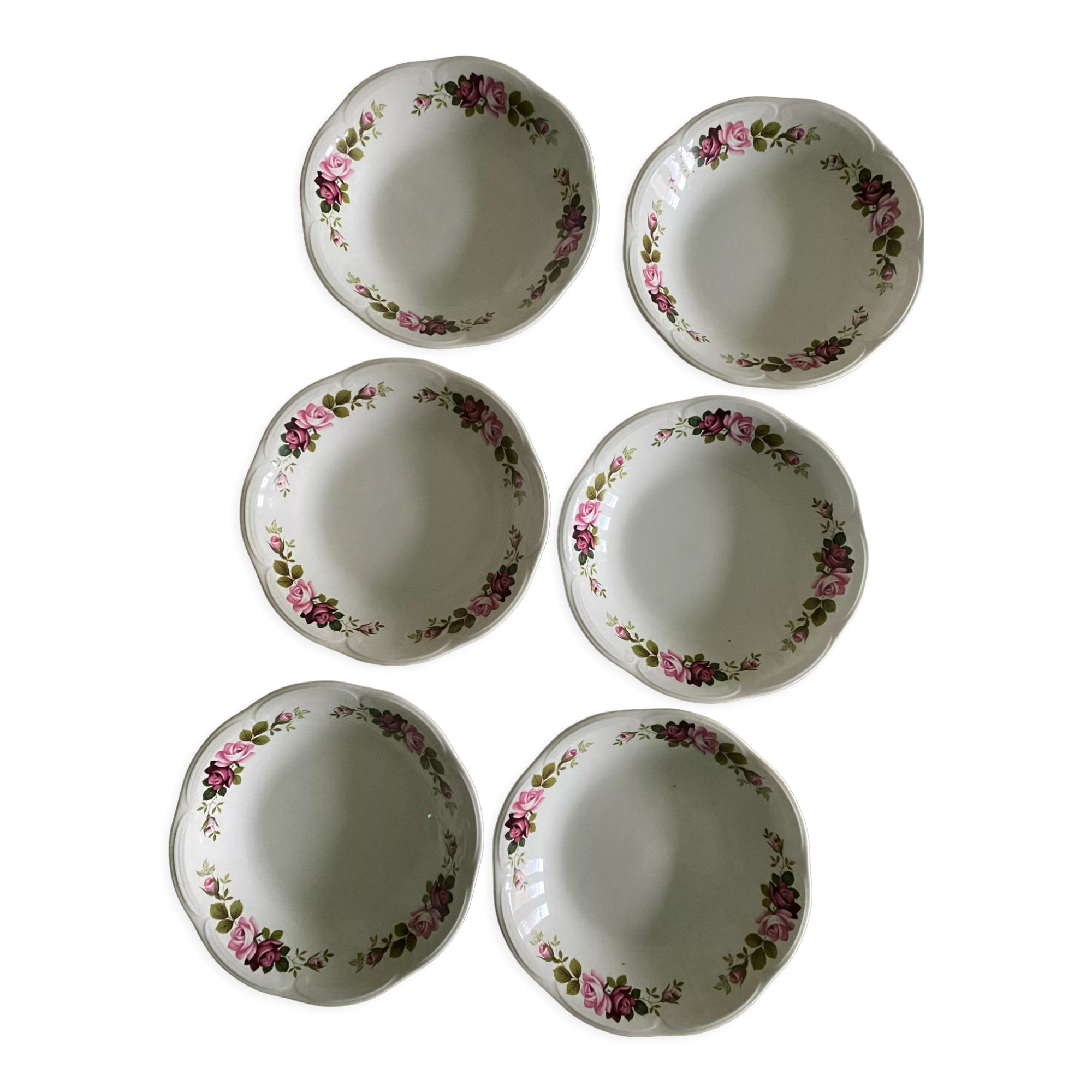 Set of 6 old hollow plates Gien model Champs