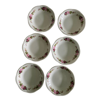 Lot de 6 assiettes creuses anciennes Gien modèle Champs