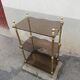 Shelf vintage brass 3 trays smoked glass